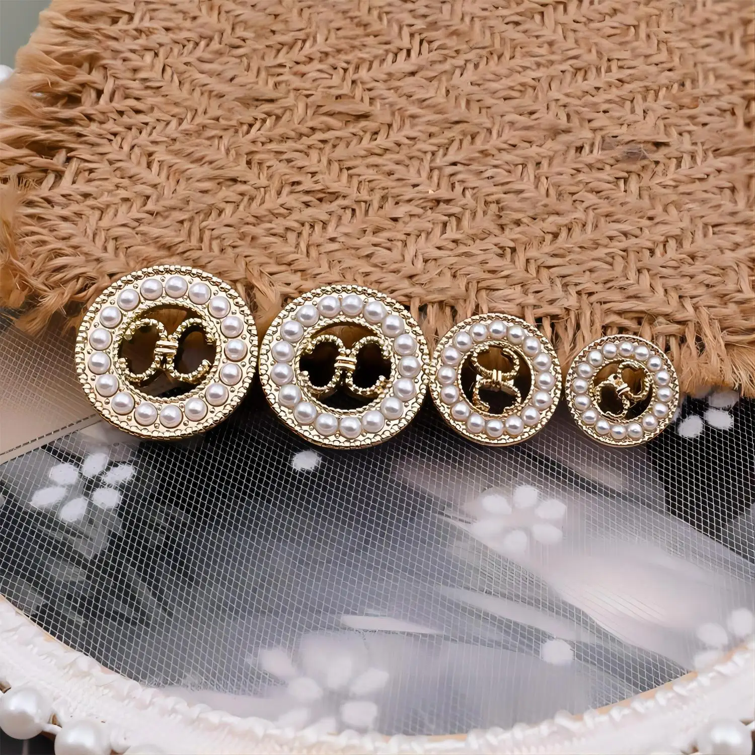 6Pcs- Classic Double Circle C Fashion Sewing Buttons for Clothing Metal Jacket Buttons Sewing Material Sewing DIY Accessories