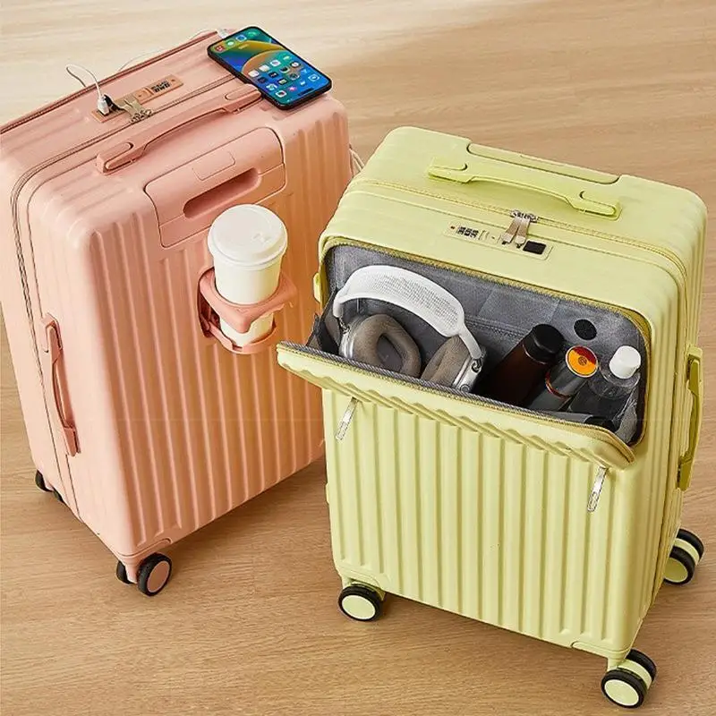 large-capacity-multi-function-luggage-bag-front-opening-travel-suitcase-pull-rod-student-password-box-check-in-box-abs-pc-mat