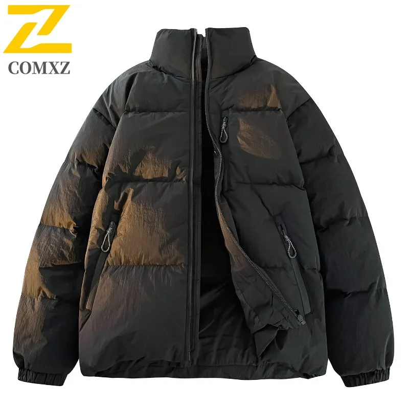 

COMXZ Stand Collar Casual Down Jacket for Men Korean Fashion Thick Warm Parka Urban Street Style Cozy Cold Proof Winter New Coat