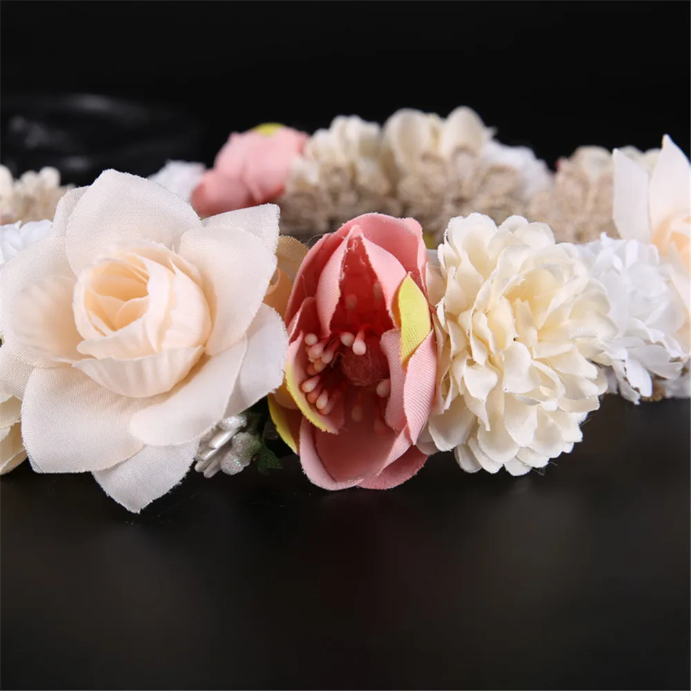 Floral Wedding Wreath Headband Headpiece Hair Accessories Bohemia Women Hairwear Boho Flower Girl