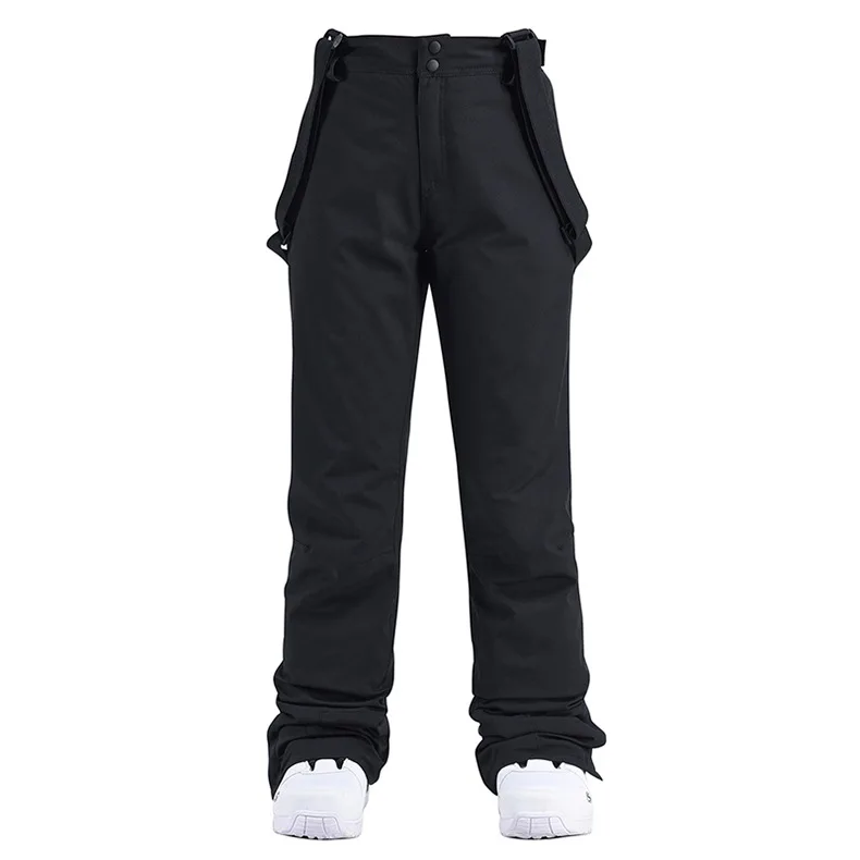 Pantalones de esquí gruesos y cálidos de alta calidad para hombre y mujer, pantalones con tirantes impermeables a prueba de viento, pantalones de Snowboard para nieve de talla grande