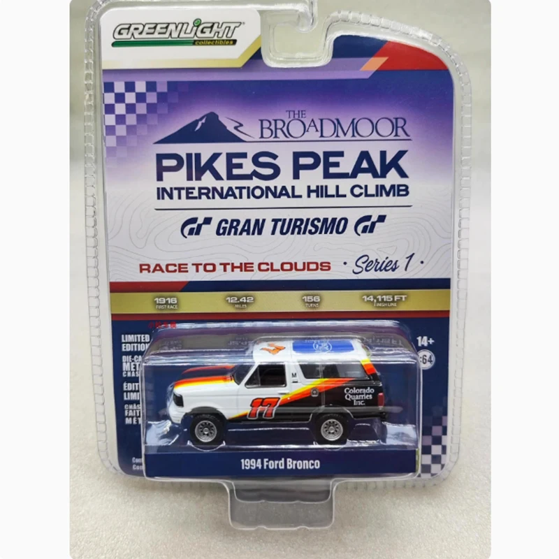 

GreenLight масштаб 1:64 1994, Ford Bronco, модель автомобиля из сплава, статическое украшение, коллекционные подарки, игрушки