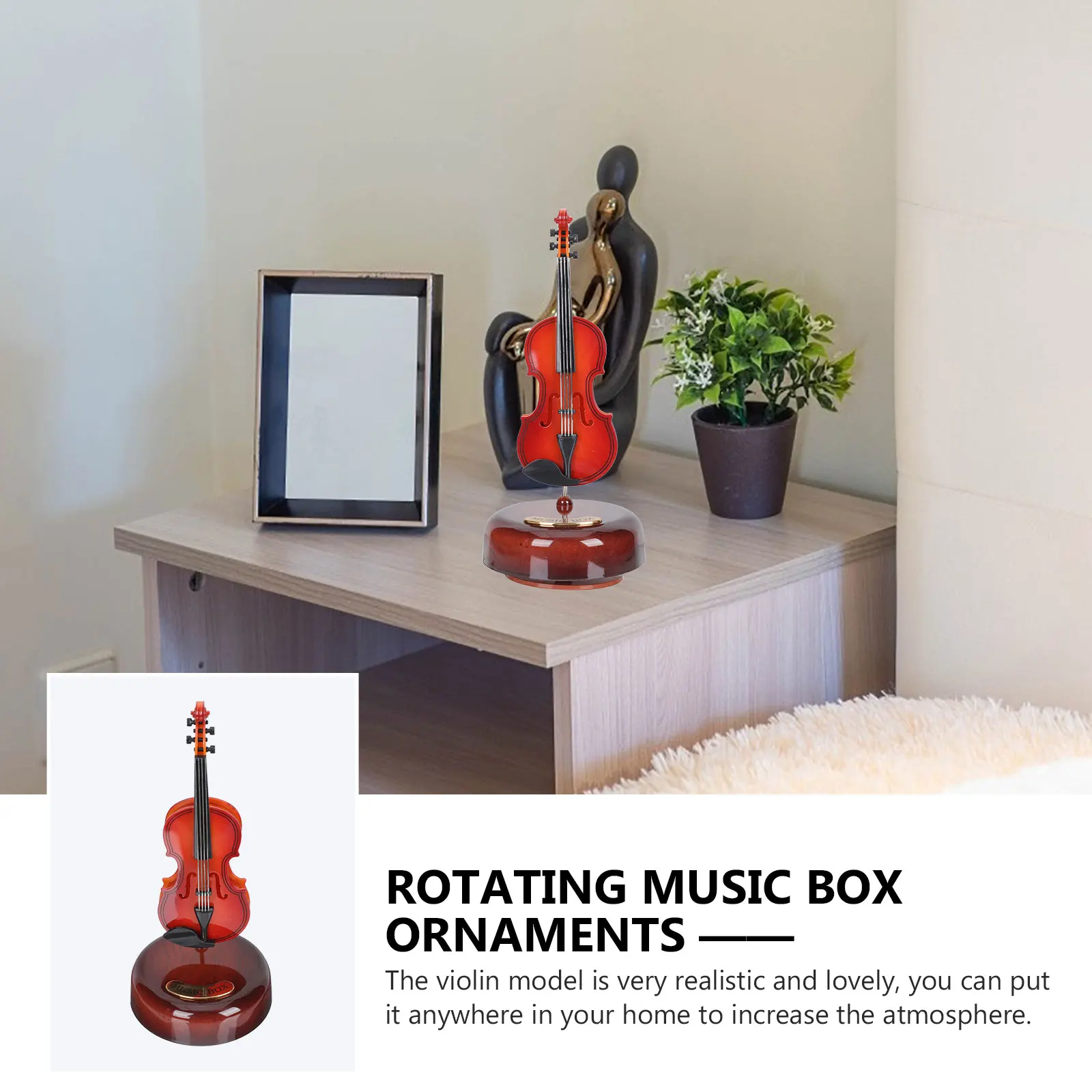 

Creative Plastic Violin Musical Box Desktop Rotating Decoration Adorable Melodies Party Gift Household Festival Adorn