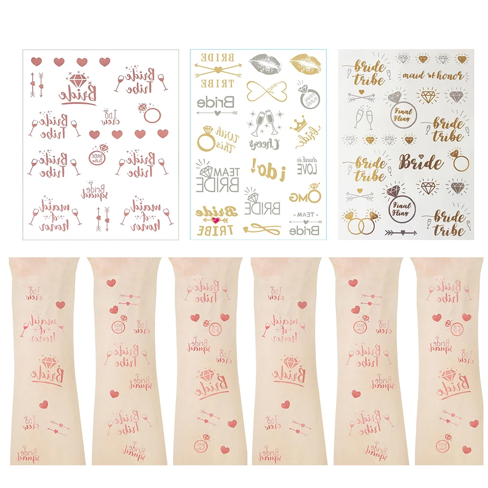 1pcs Team Bride  Temporary Tattoo Bachelorette Party Bride To Be Golden Sticker Bridesmaid Tribe Squad Tattoo Wedding Supplies