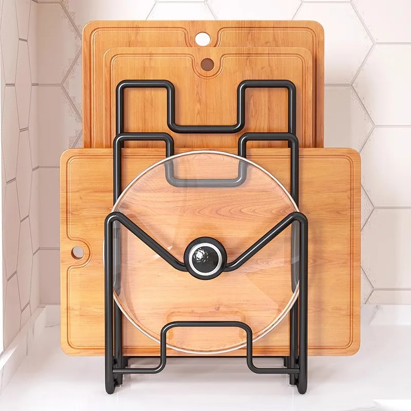 Multi-functional Countertop Cutting Board Holder Pot Lid Rack Household Kitchen Desktop Storage