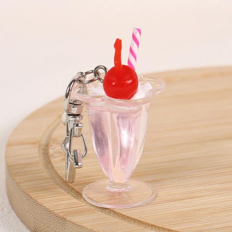 3D Simulation Ice Cream Phone Keychain With Star Pendant Creative Food Keyring For Bag Kawaii Charms Mobile Phone Accessories