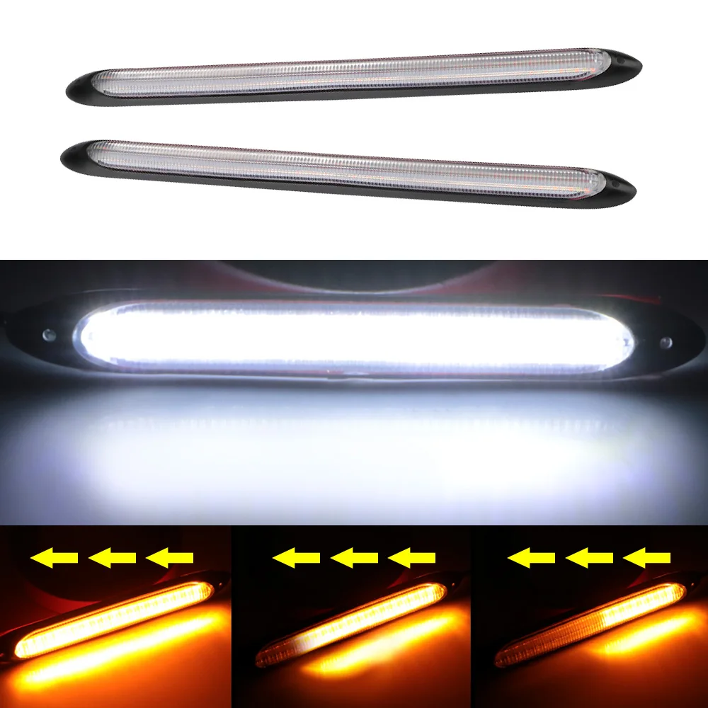 Car LED Daytime Running Light 2 Pcs/set Turn Signal Car Styling DRL Light Headlight Strip Universal Car Modified Streamer Strip