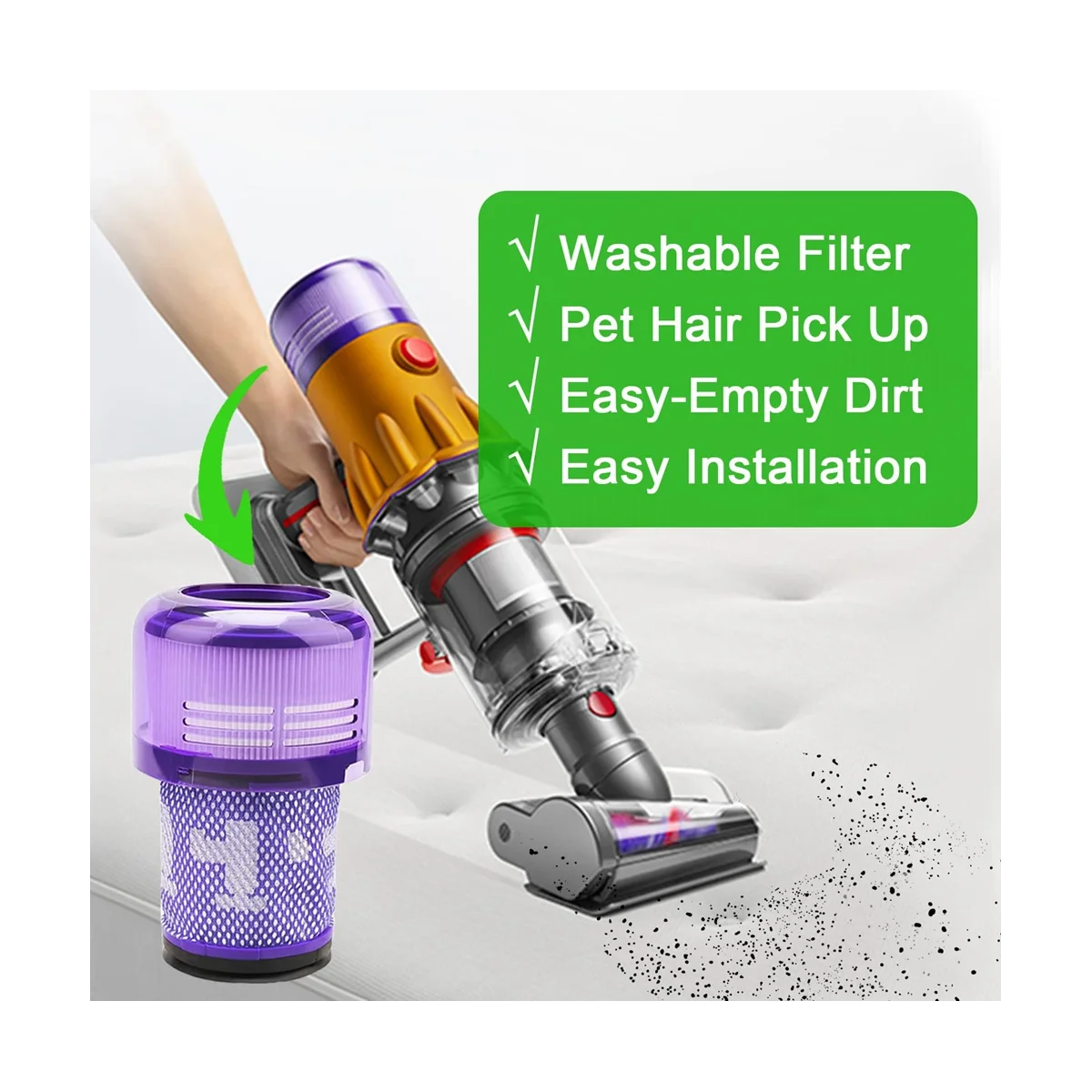 Replacement Part HEPA Filter Compatible for V12 Vacuum Cleaner Accessories Replace Parts 971517-01