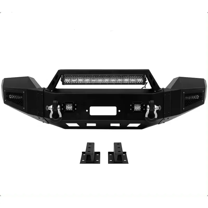 Off-road Parts Front Bumper with LED Aftermarket Steel Black Winch Bumper Guard for GMC Sierra 2500/3500 2015-2019