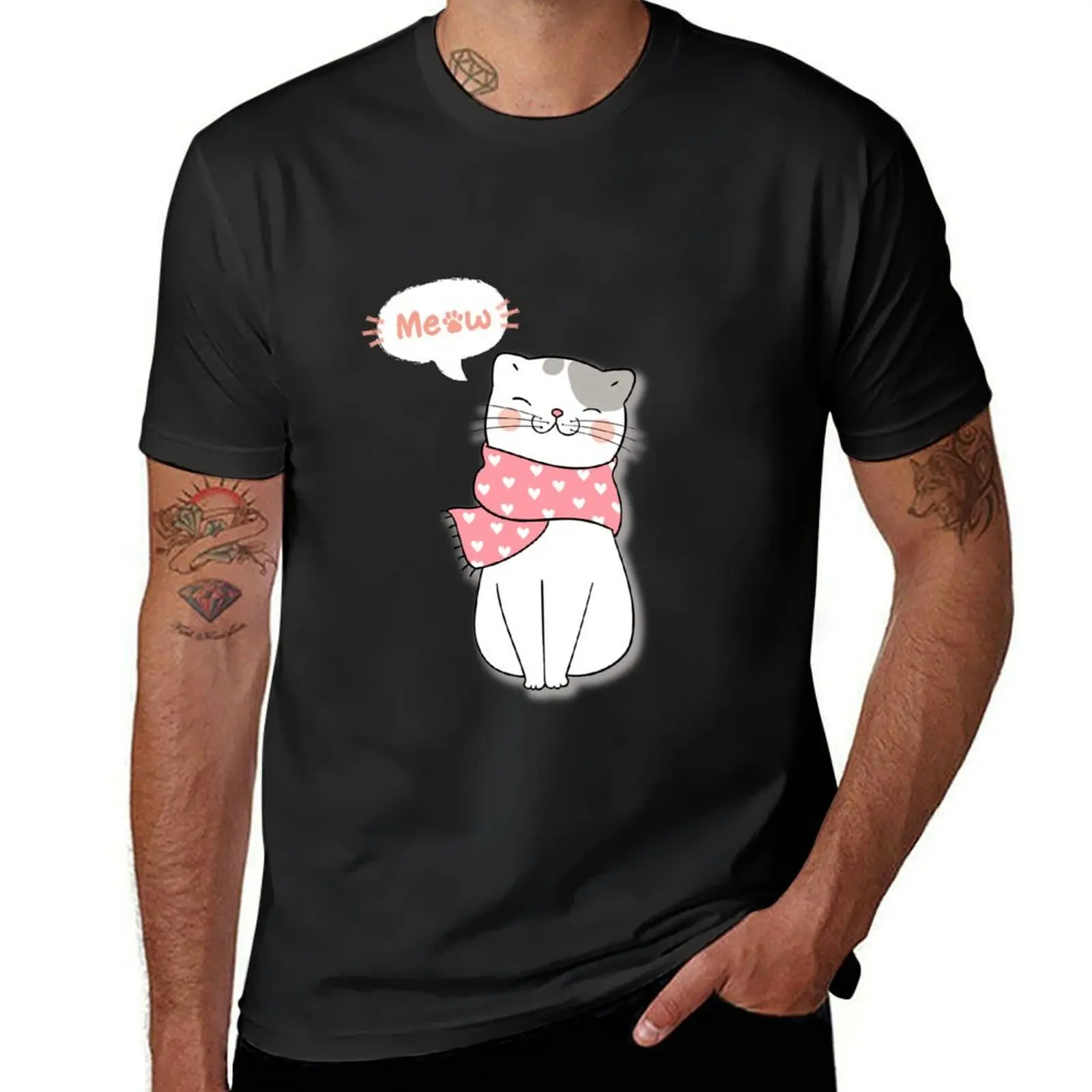 Charming cat with scarf T-Shirt customs design your own plus size tops men t shirts