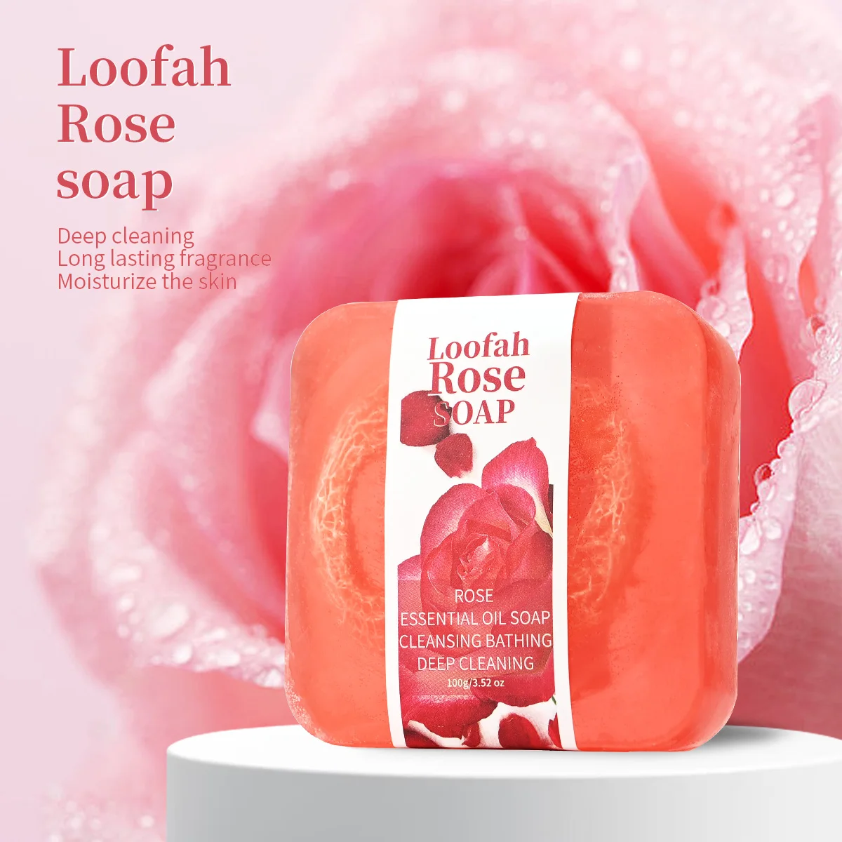 

Мыло с эфирным маслом розы из люфы, глубоко очищающее физическое отшелушивающее мыло ручной работы, натуральное мыло с оливковым кокосовым маслом