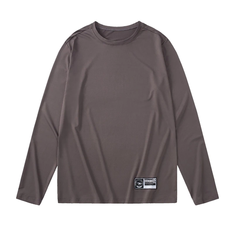 Men's Quick Dry Long Sleeve Gym Running Moisture Wicking Round Neck T-Shirt Training Exercise Gym Man Clothing Sport Tops Shirt image 3