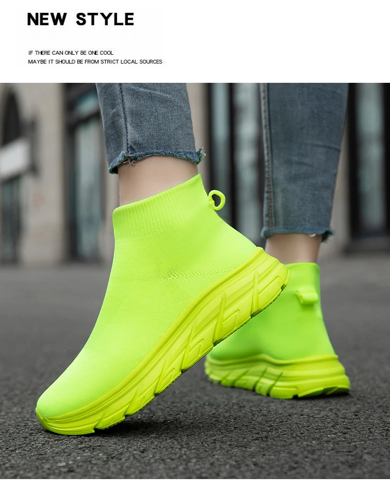 Unisex High-Top Laufschuhe für Männer und Frauen, Bequeme Atmungsaktive Strick-Sneaker, Rutschfeste Outdoor-Schuhe für Damen und Herren – Detail 28