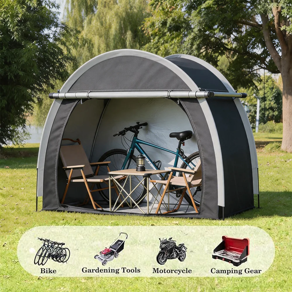 Abri de rangement portable pour vélos, tente spacieuse pour 1 à 4 vélos, abri pliable pour vélos, protection solaire, imperméable, durable, tente de jardin pour vélos