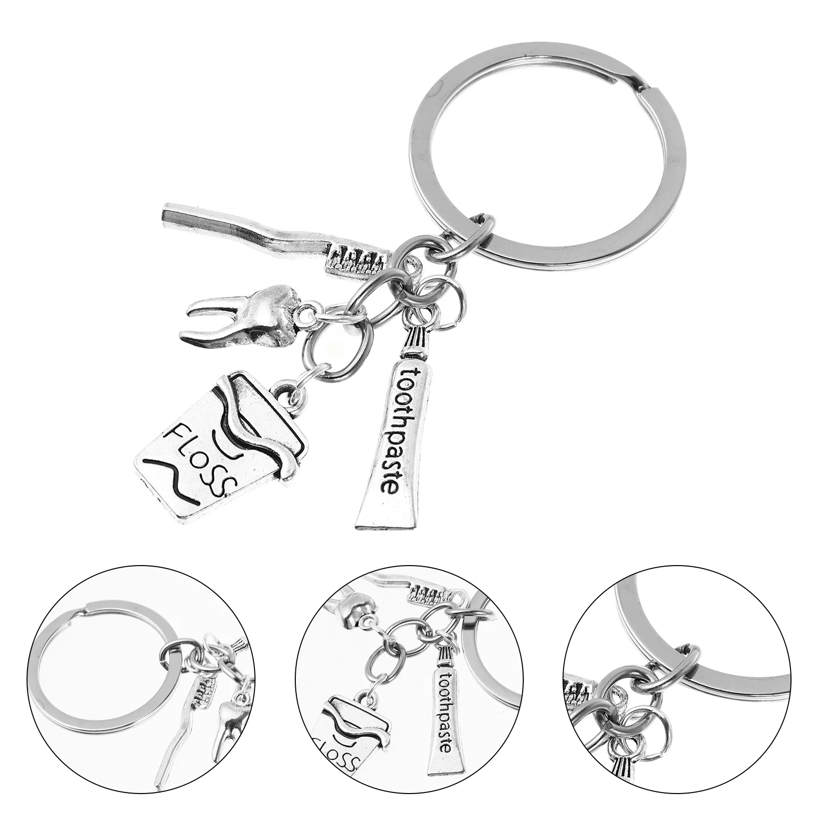 Toothbrush Keyring Keychain Stainless Steel Backpack Creative Pendant Toothpaste Student Nurse