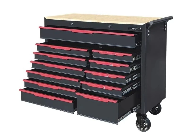 Heavy Duty 12-Drawer Steel and Iron Tool Storage Cabinet with Wooden Table Top for Workshops ODM OEM Supported