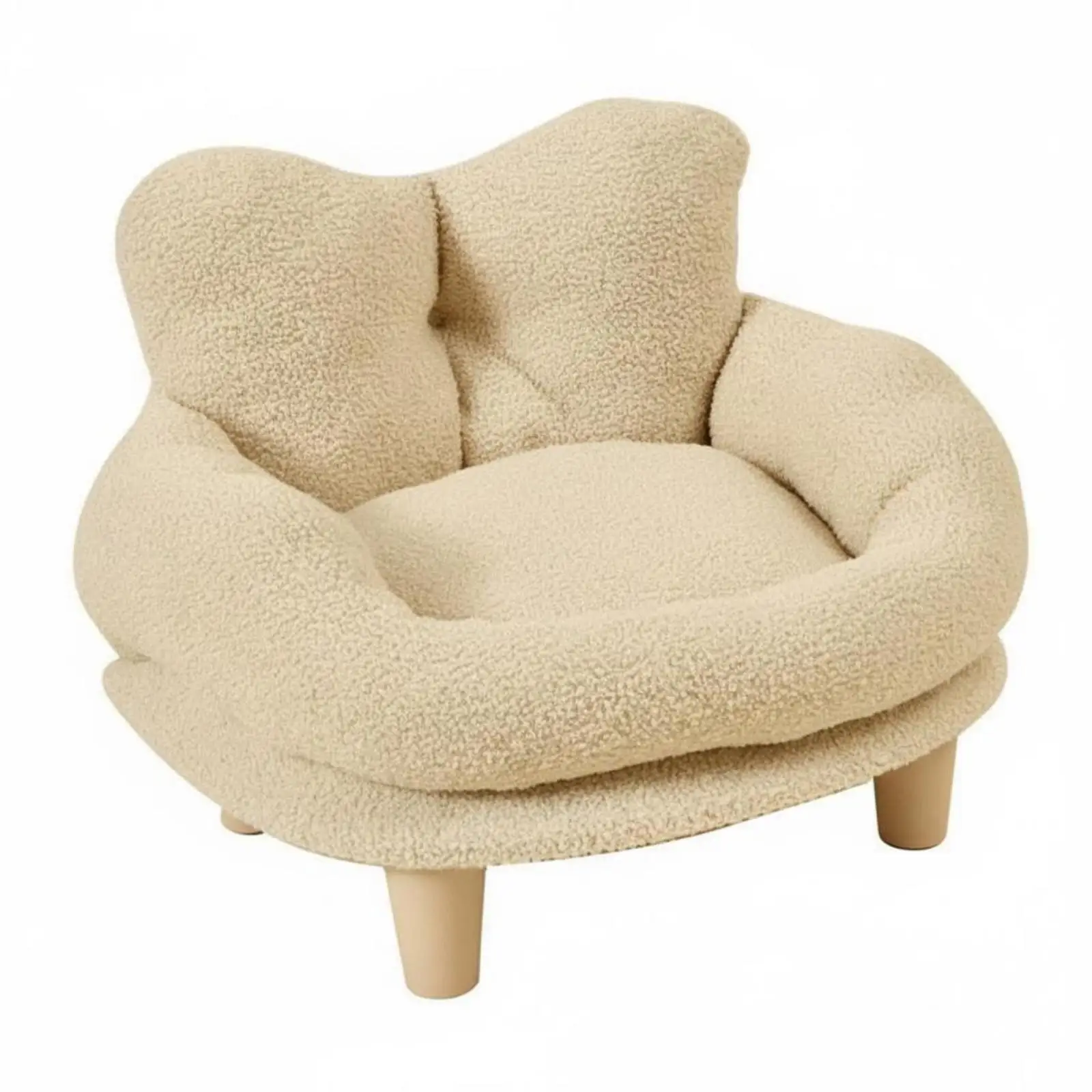 Heart Shaped Pet Bed Removable Washable Teddy Fleece Pet Couch Cushiony Dog Sofa