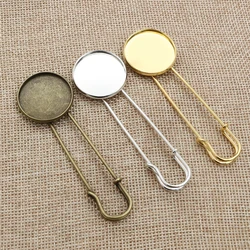 5pcs 18mm 20mm 25mm Inner Size Bright Silver/Gold Plated Bronze Brooch Pin Simple Style Cabochon Base Setting Pendant
