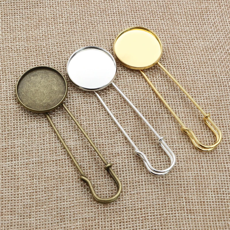 5 sztuk 18mm 20mm 25mm wewnętrzna rozmiar jasny srebrny/pozłacane brąz broszka Pin prosty styl Cabochon baza ustawienie wisiorek