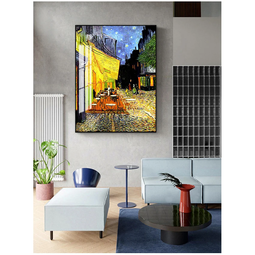 Canvas Wall Art Pictures for Living Room Decoration Van Gogh Famous Oil Painting Print Poster Cafe Terrace At Night Reproduction
