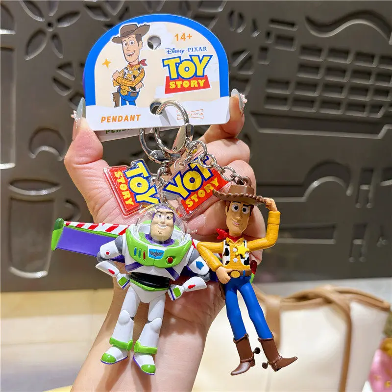 Pixar Toy Story Buzz Lightyear Woody Figur Schlüsselanhänger Taschenanhänger Taschencharme Paar-Geschenk für Rucksack-Dekoration Auf Lager – Detail 5