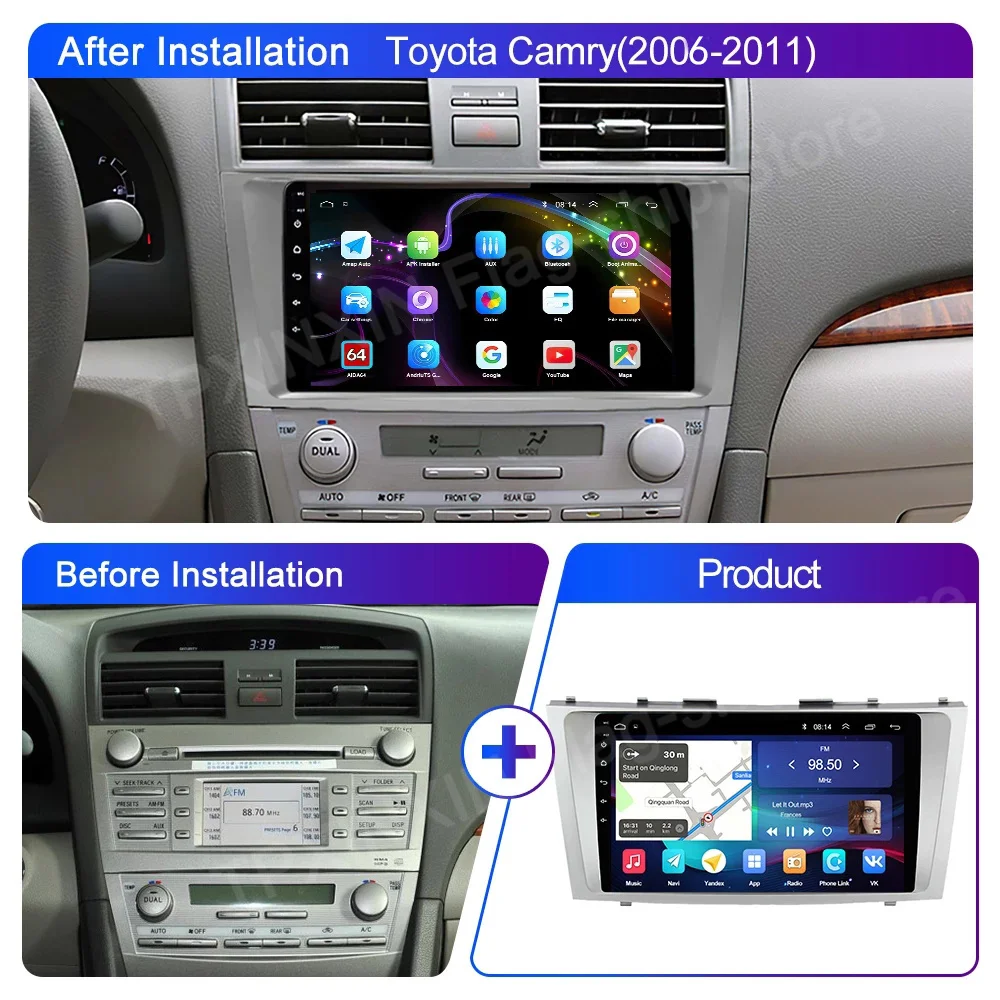 6+128G Car Multimedia Player For Toyota Camry 40 2006-2011 Android Autoradio GPS Navigation IPS Headunit Stereo 4G