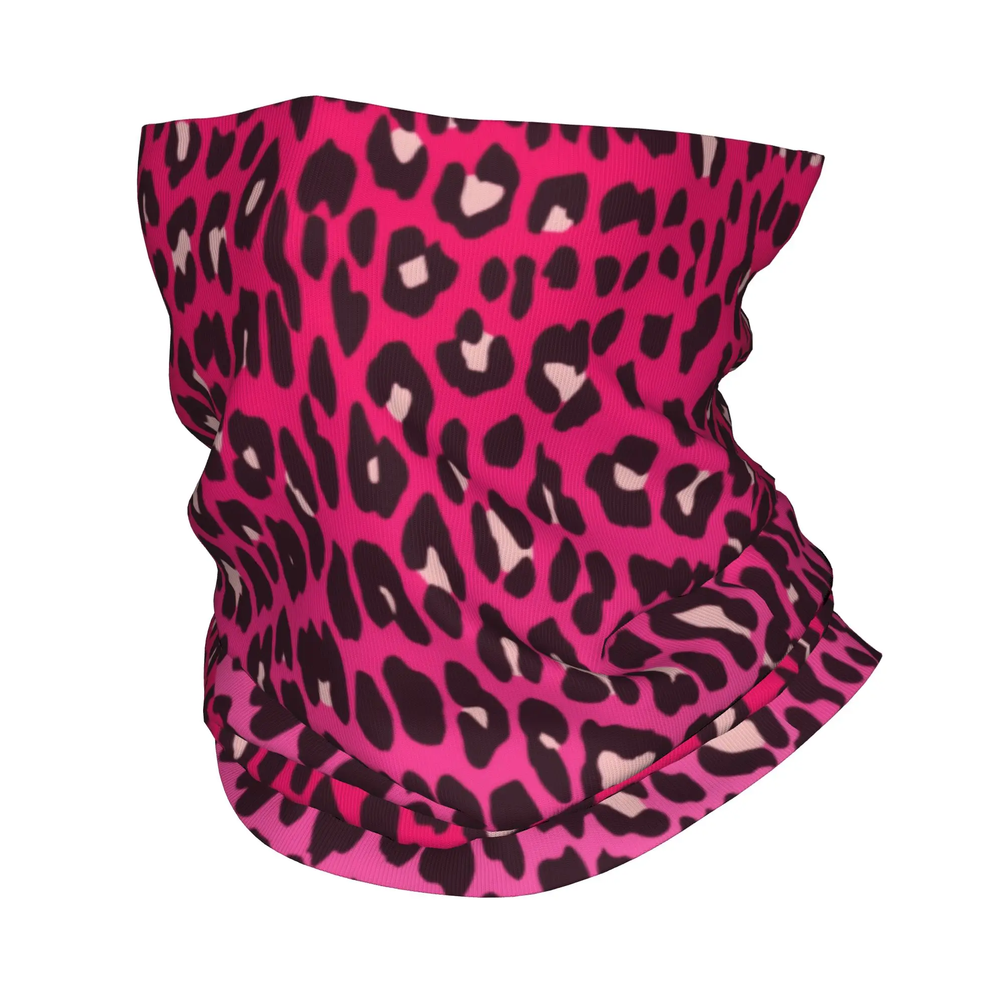 Pink Leopard Print Winter Headband Neck Warmer Men Women Ski Cycling Tube Scarf  Face Bandana Gaiter