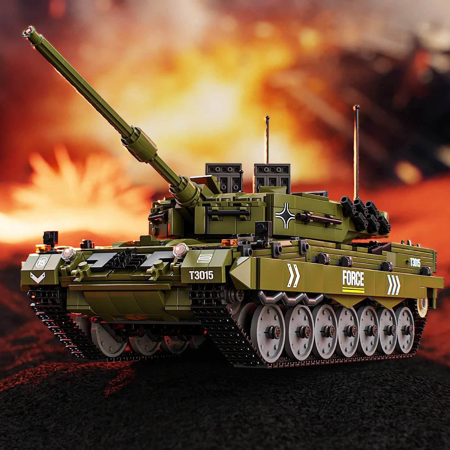 

2029PCS Retro Tank Building Blocks Toys Model Green Tank Assemble Puzzle Bricks Toy Sets For Kid Desktop Ornament Gifts