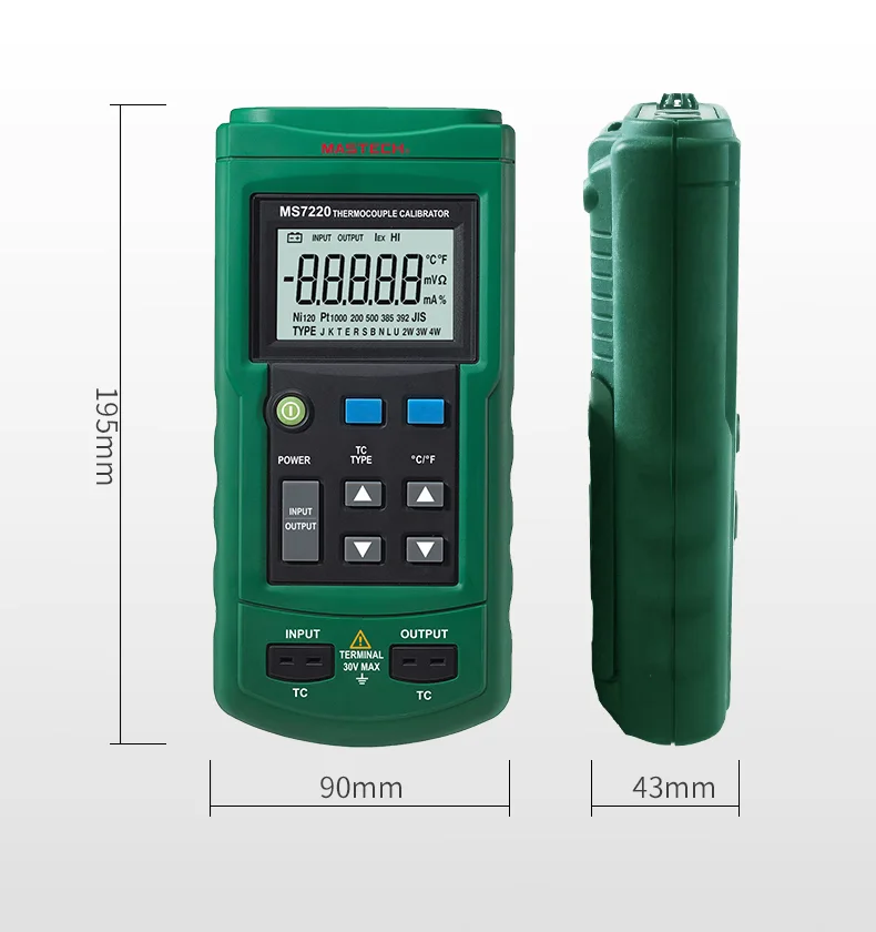 MASTECH MS7220 Digital Portable Thermocouple Simulator Calibrator Meter Tester Operable With 8 Types Of Thermocouples