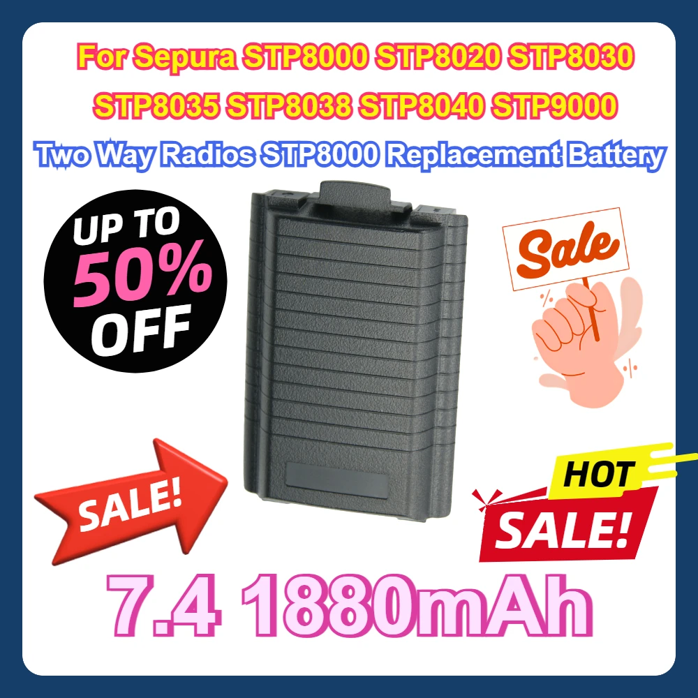 For Sepura STP8000 STP8020 STP8030 STP8035 STP8038 STP8040 STP9000 Two Way Radios 7.4 1880mAh STP8000 Replacement Battery