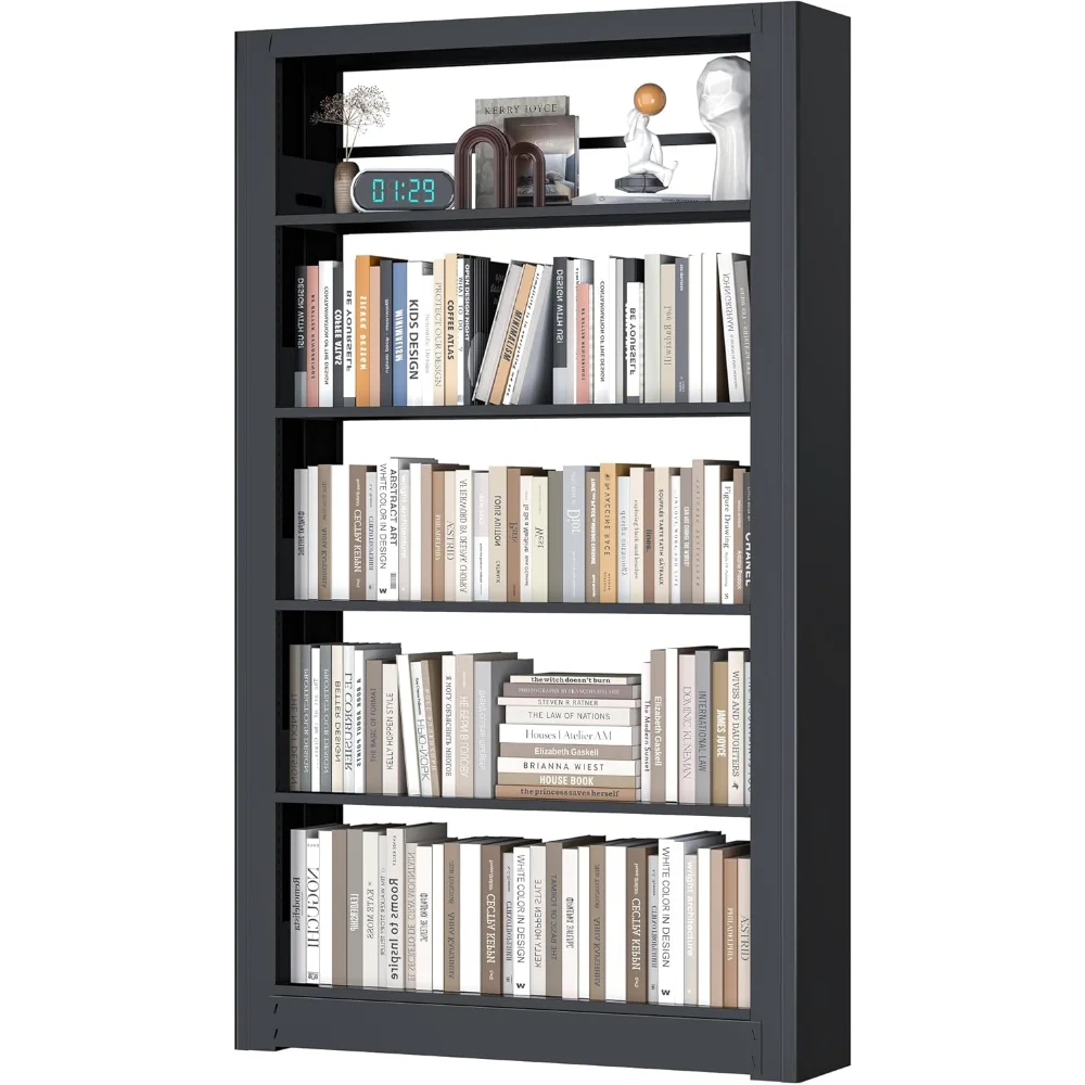 

69" Tall Wide-Column Bookshelf,5-Tier Sturdy Bookcase with Adjustable Shelves,Heavy Duty Strong Metal Bookshelf