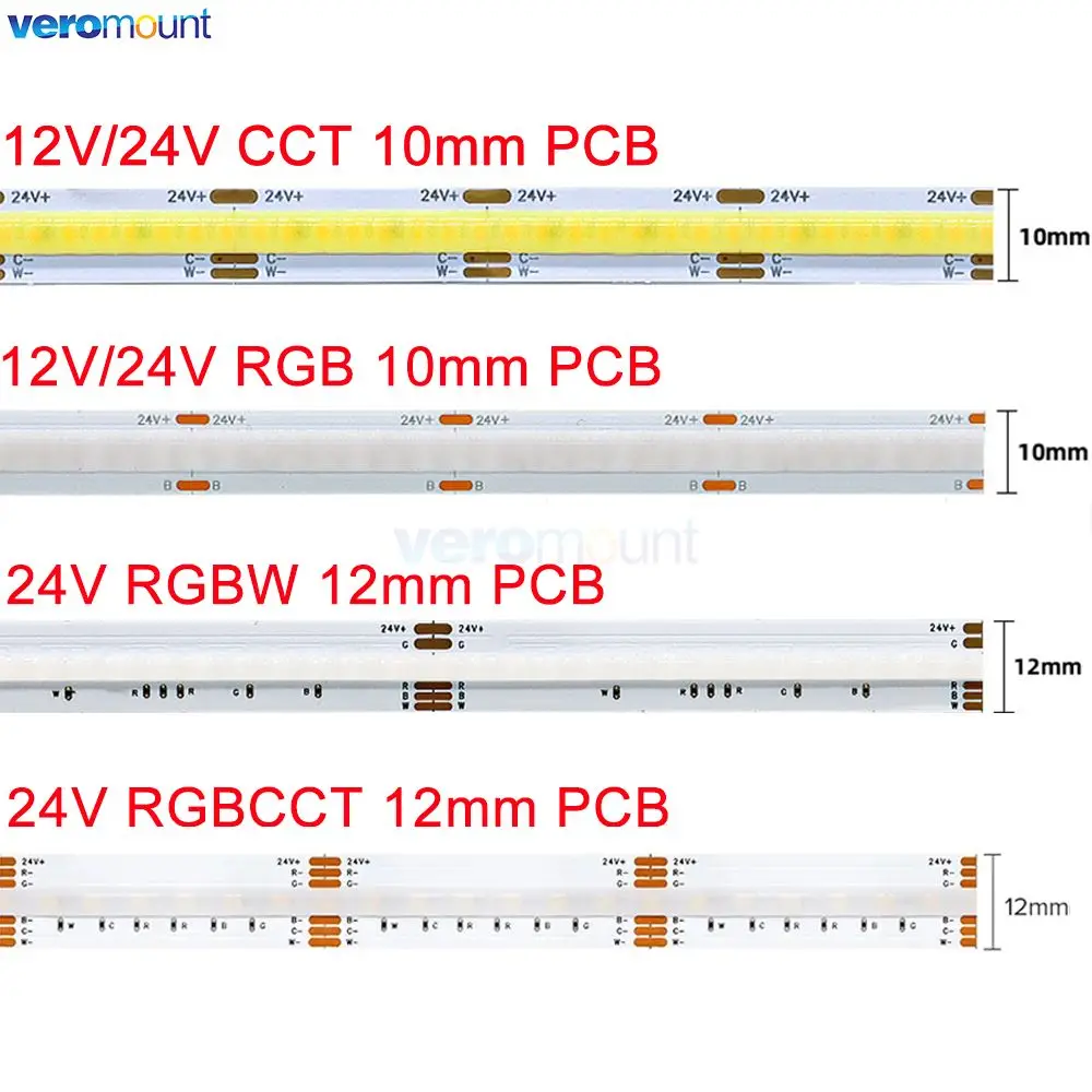 RGBW RGB RGBCCT pasek COB LED 12V 24VDC 768 840 diod/m elastyczny wysoki jasny kolorowy pasek taśma oświetleniowa LED do wystrój wnętrz