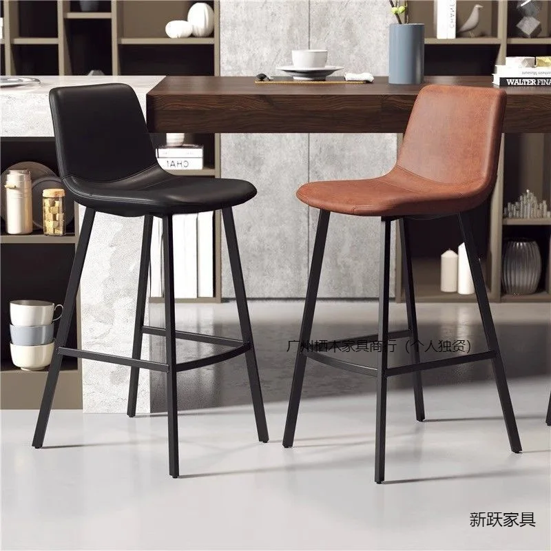

Light luxury home stool backrest modern simple wrought iron Italian bar chair