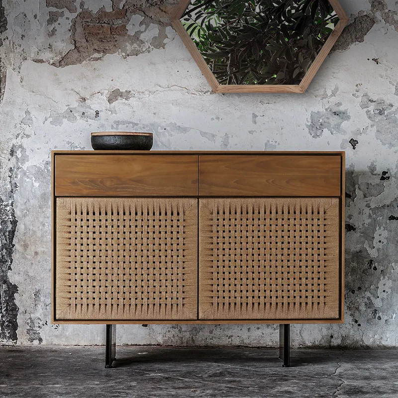 

Wabi Sand Nature Resort Spanish Solid Wood Teak Side Cabinet Entrance Cabinet