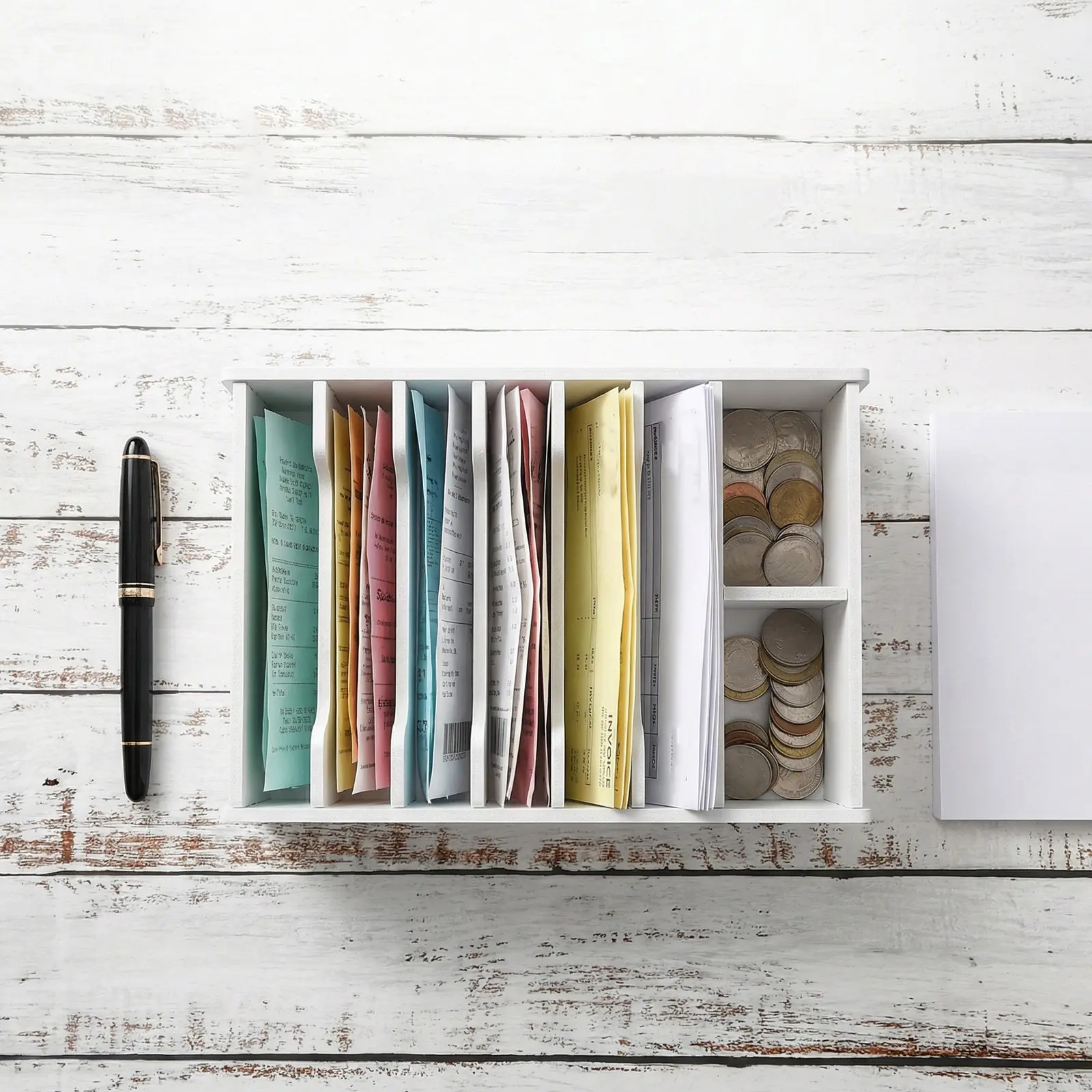 2pcs-white-plastic-cash-organizer-box-horizontal-design-8-dividers-for-bills-receipts-coins-office-desk-storage-money-container