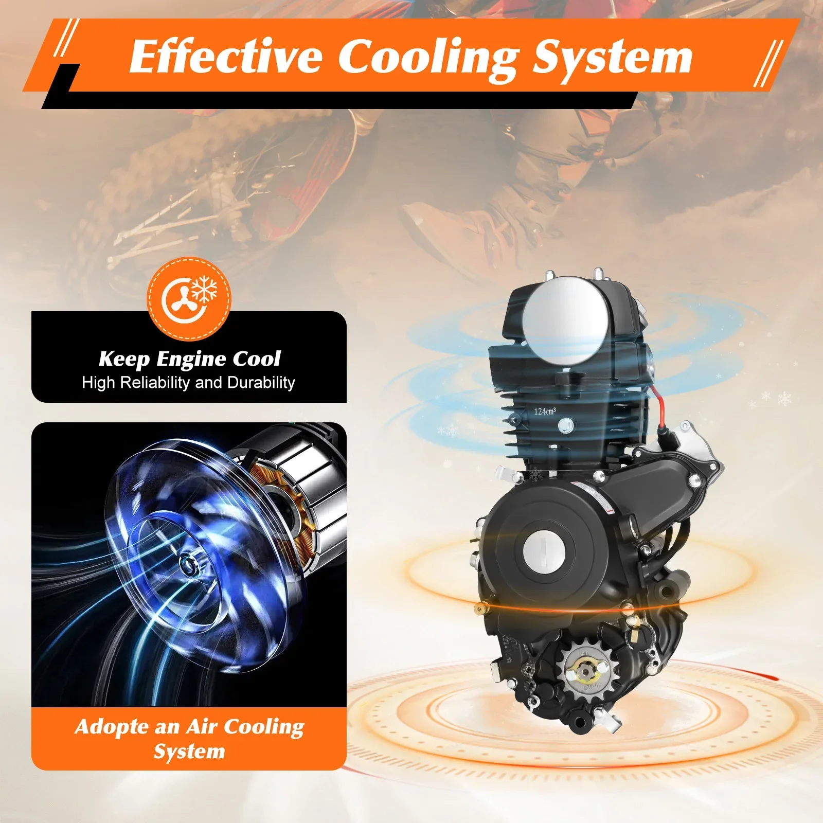 125CC 7.64HP 4 Stroke ATV Engine Motor  Air Cooling w/Reverse Electric Start For motorcycles, ATVs, go-karts, tricycles