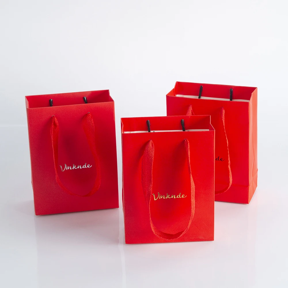 50 حزمة شخصية عطلة حزب هدية حمل حقيبة أكياس الورق البيج مع مقبض المجوهرات كيس التسوق هدية عيد الحب الزفاف