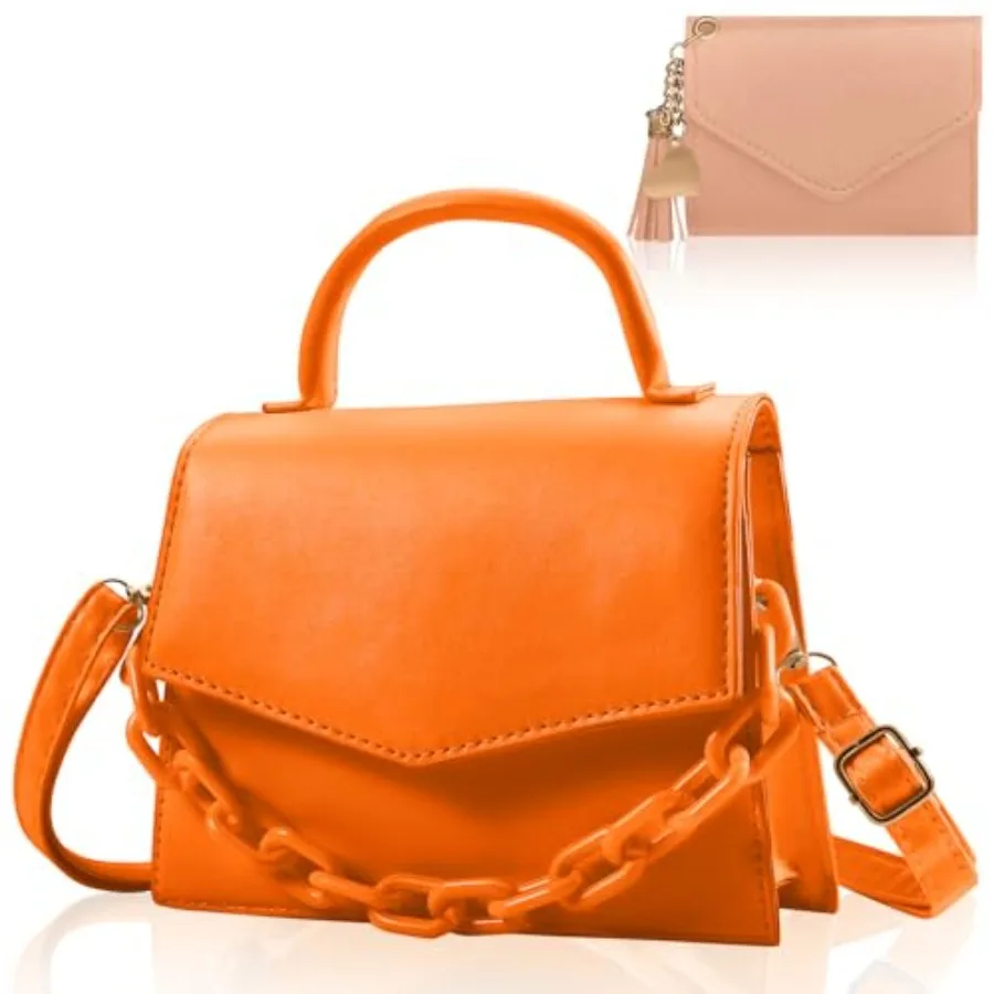 

Small Crossbody Bags for Women Girls Trendy Top Handle Satchel Purses with Detachable Acrylic Chain
