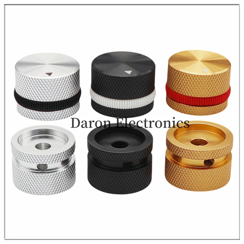 Solid aluminum alloy knob with rubber ring, 25*18 potentiometer knob cap, instrument and meter rotation adjustment cap