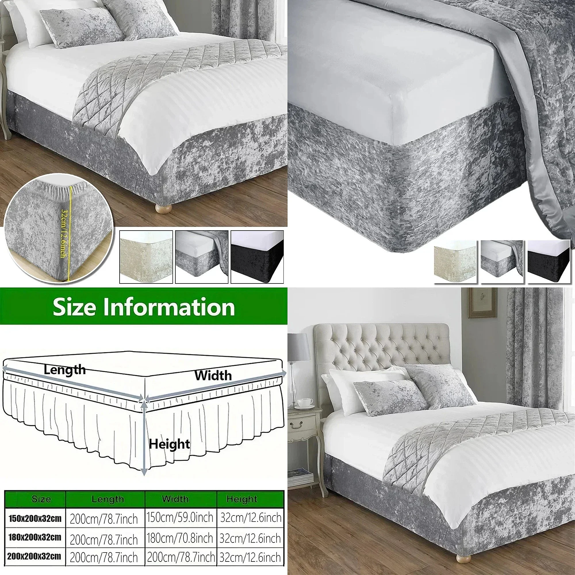 Extra Deep Box Spring Cover Jersey Knit Stretchy Wrap Around 4 Sides Bed Skirt Fit Twin Full King Bed