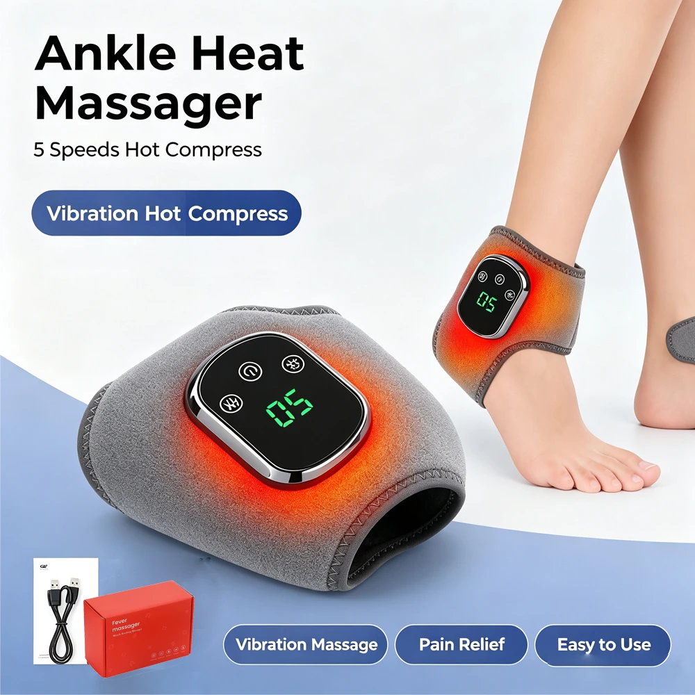 Foot Care Tool Electric Ankle Brace Rechargeable Vibration Hot Compress Ankle Massager Foot Protector Wrap Anti Sprained Sports