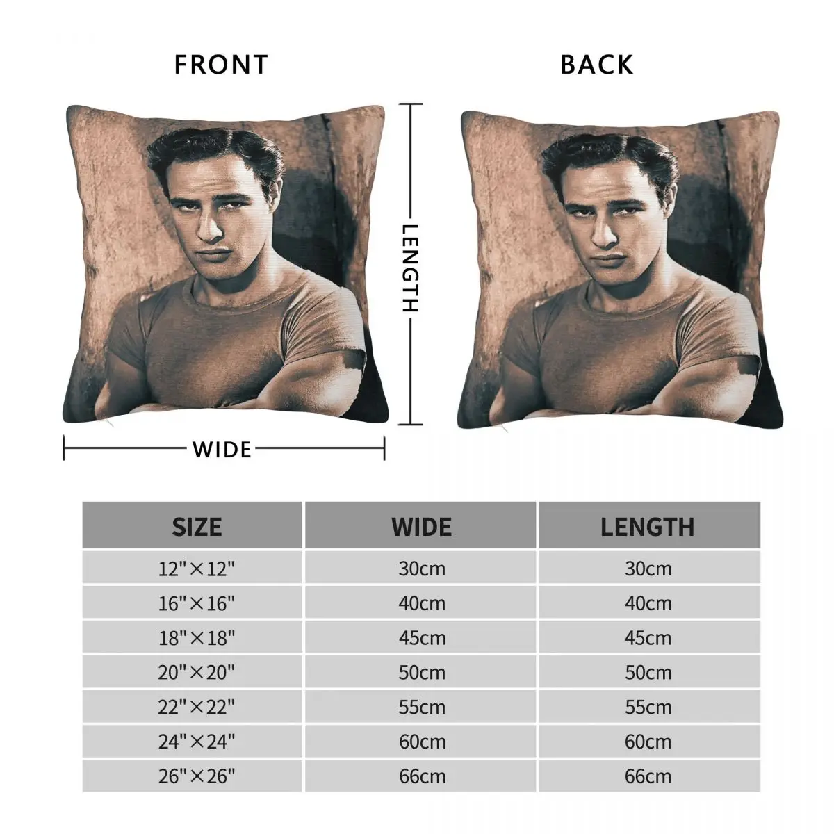 Marlon Brando Vintage Pillowcase Polyester Linen Velvet Printed Zip Decorative Throw Pillow Case Car Cushion Cover 45x45