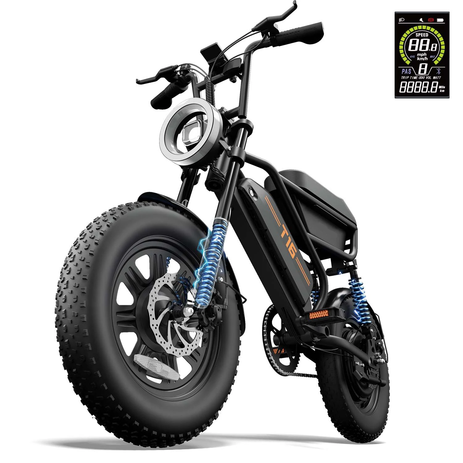 URLIFE T16 Die bevorzugte Option für Pendlerfahrten Elektrofahrrad 48V13AH Akku 16*3 Zoll Fat Tire Erwachsenen-Premium-Fahrrad – Detail 23