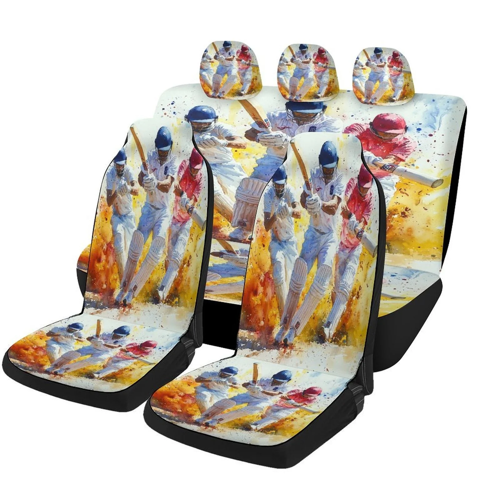 Cricket Action Themed Car Seat Cover Set For Most Cars, Trendy High-quality Car Seat Protector Covers Full Set, Car Seat Covers