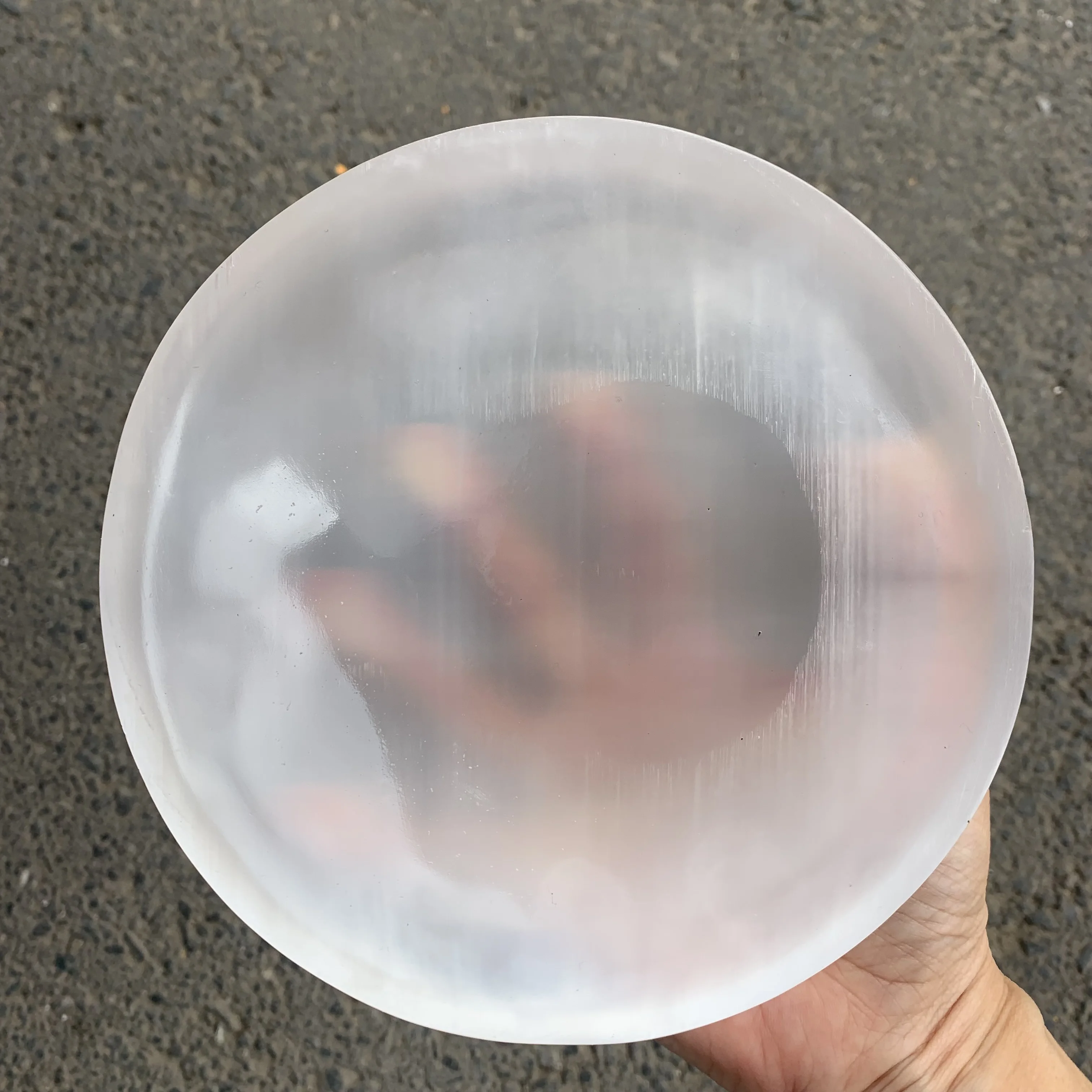 150mm Natural white Selenite Carved Round bowl Gypsum Crystal Chakra Gemstone