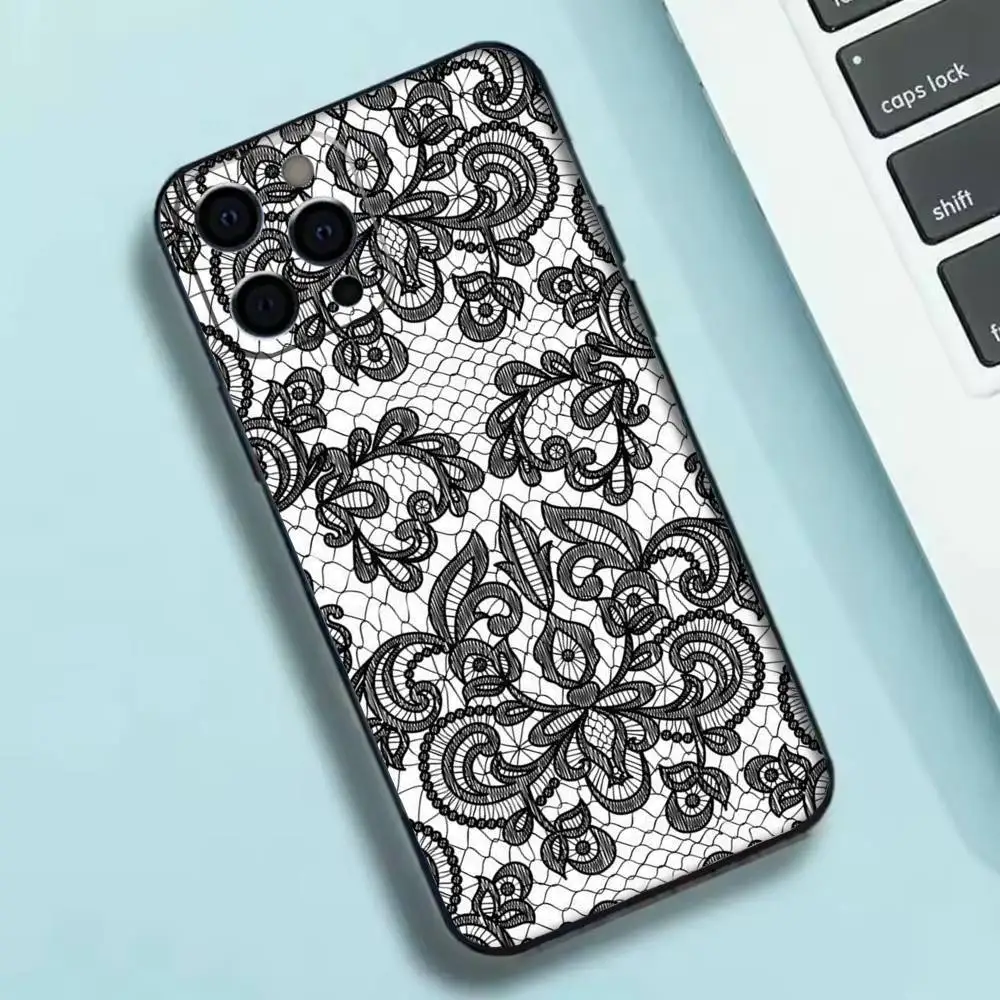 مثير الدانتيل خمر نمط جراب هاتف سيليكون لينة آيفون 17 16 15 14 13 12 11 X XR زائد برو ماكس زائد #2