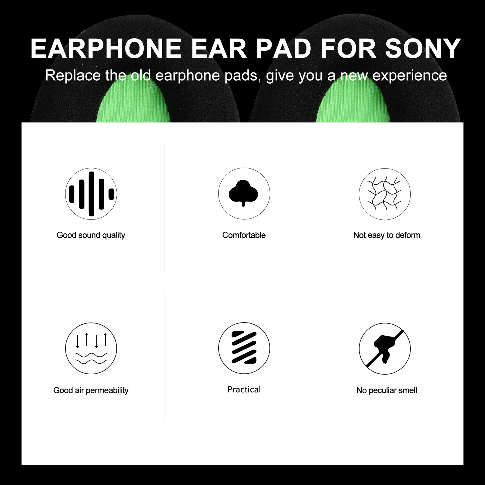 

2 Pcs Headphone Sponge Cover Earphone Protectors Black Memory Cotton Comfortable Long Use Replace Foam Enjoy Music Quality