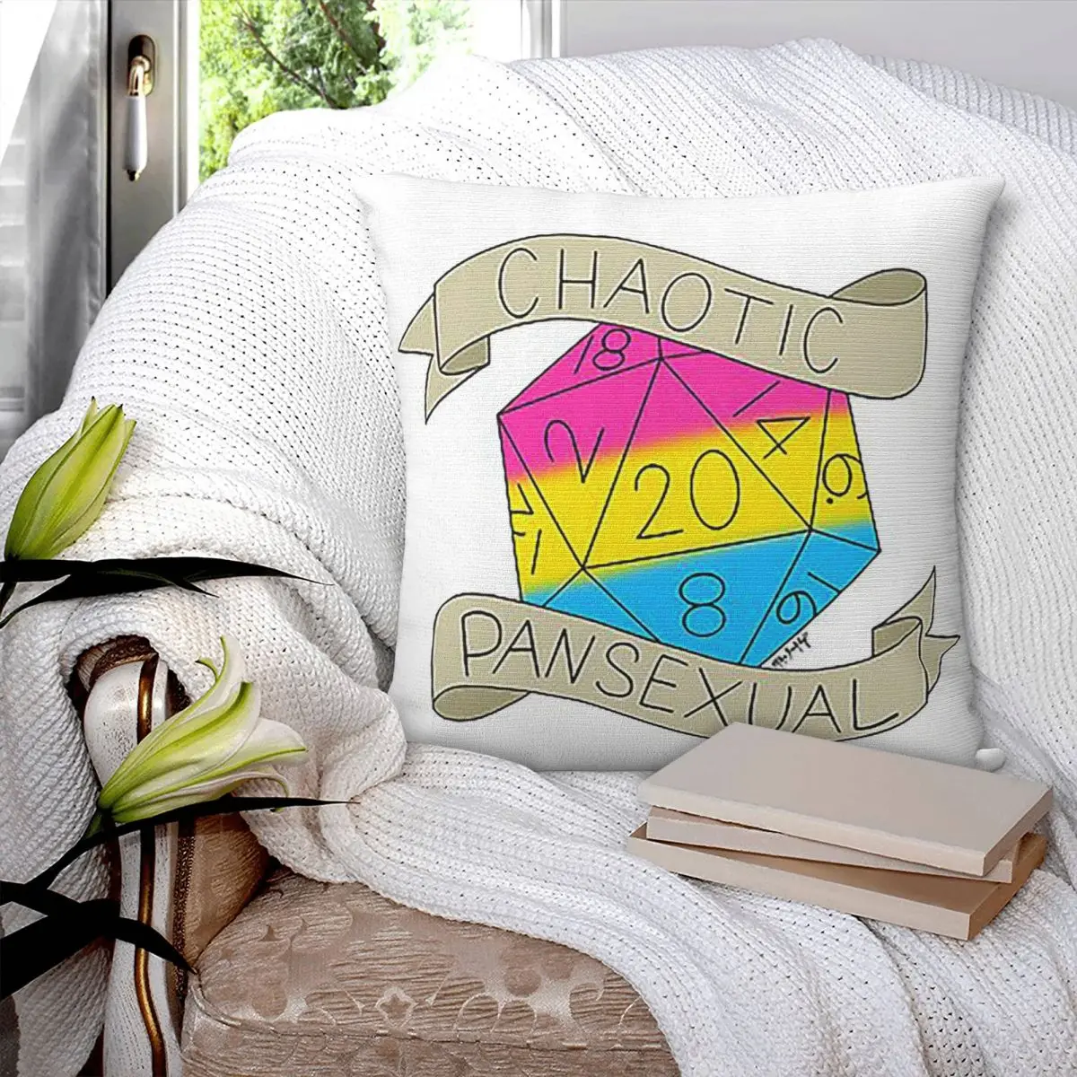 Chaotic Pansexual D20 Square Pillowcase Pillow Cover Polyester Cushion Zip Decorative Comfort Throw Pillow for Home Sofa