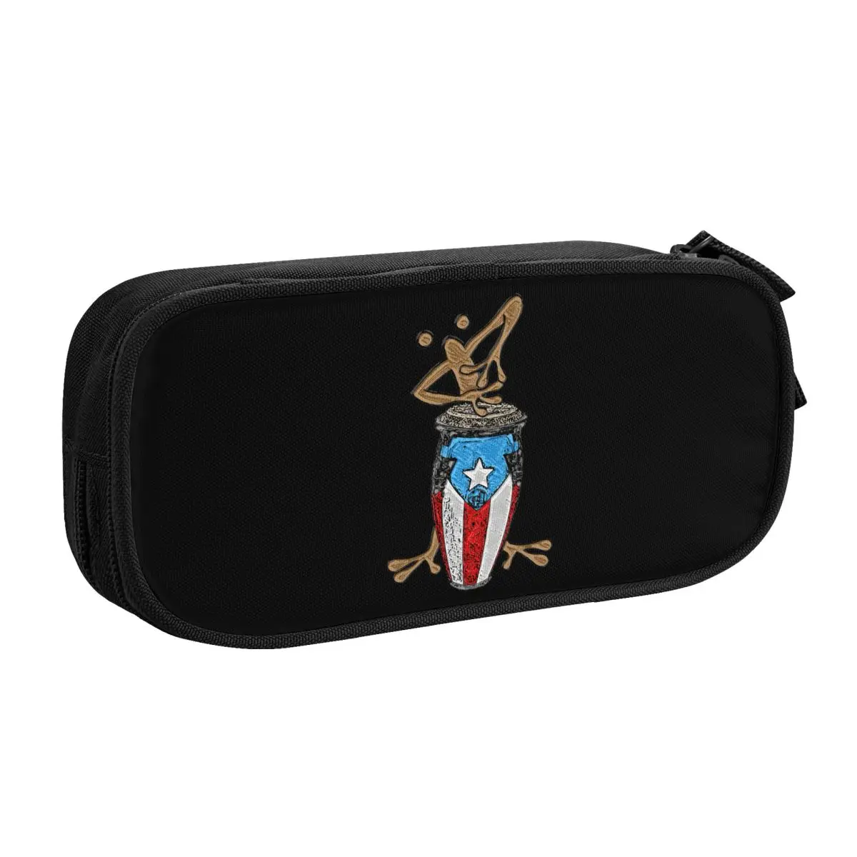 Custom Boricua Puerto Rican Coqui Taino Flag Cute Pencil Case Boy Girl Big Capacity Pencil Pouch Students Stationery