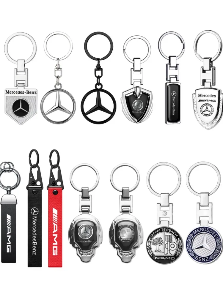 Porte-clés 3D en métal/cuir/nylon, porte-clés tressé, porte-clés pour Mercedes Benz AMG W124 W202 W203 W204 W210 W211 W212